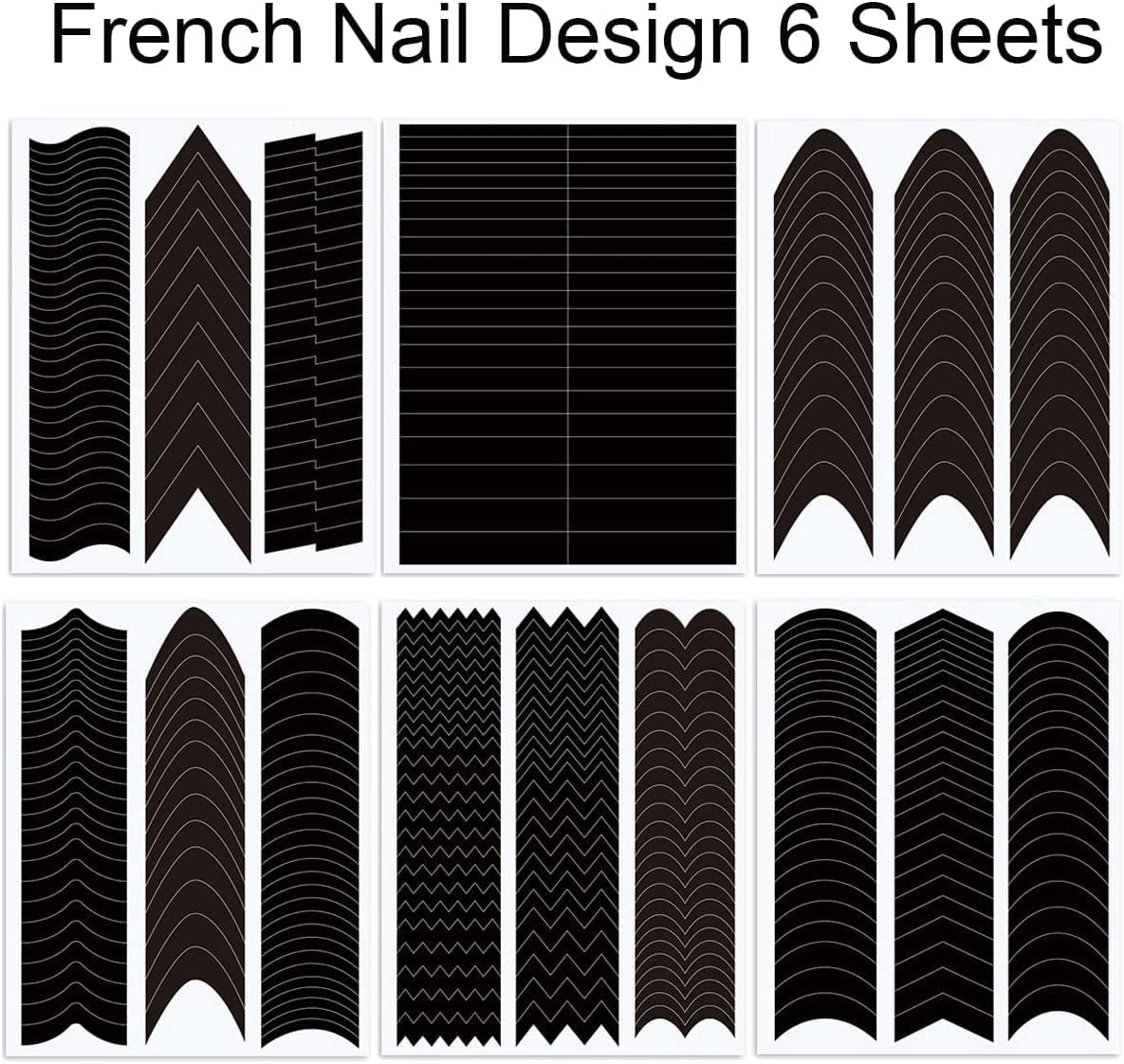 6 Sheets French Manicure Nail Art Stickers Strips Edge Auxiliary Nail