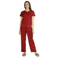 thumbnail image 1 of Inkmeso Ensemble de Nuit 2 Pcs pour Femmes Manches Courtes Haut & Pyjama en Coton Doux, 1 of 7