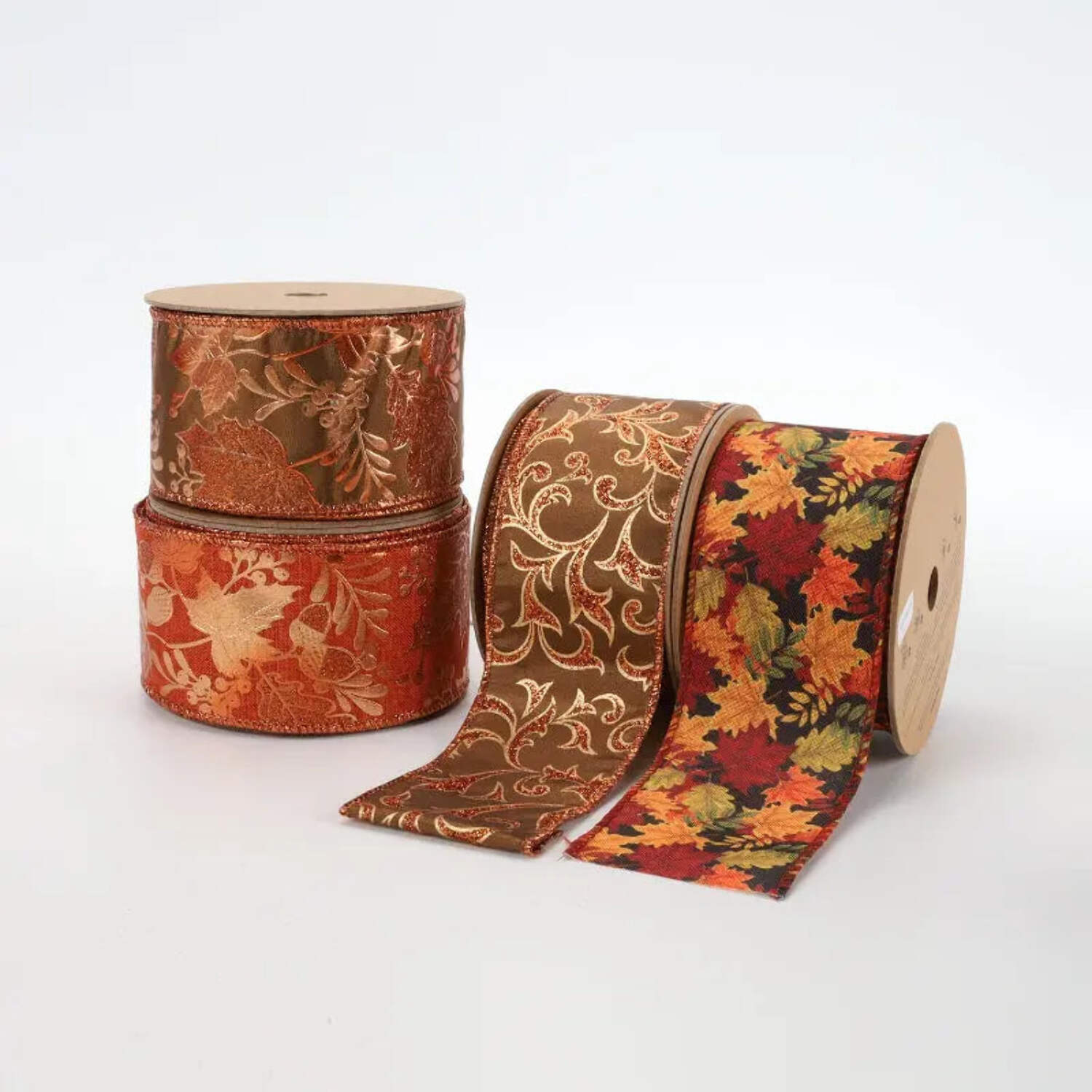 LaRibbons 2 1/2" Wired Ribbon | "Metallic Leaf" Brown/Copper | 10 Yard Roll
