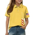 thumbnail image 4 of CCRFTGI 4th of July Polo Shirts for Child Girls 10-12 School Uniform 250 Anniversary USA Flag Shirts American Flag Stars Button Collared Polo Summer Tee Tops Yellow 7-8 Years, 4 of 7