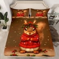 thumbnail image 2 of jejeloiu Kawaii Wild Squirrel Bed Sheets,Rustic Christmas Flower King Sheets,Red Berry Sheet Set For Girl,Ultra Soft Home Decor,4-Piece, 2 of 7