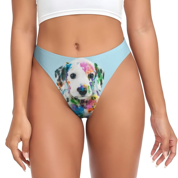 Balery A Funny Little Dalmatian Puppy Tangas de Algodón para Mujer con Estampado – Ropa Interior Sexy, Transpirable, G-string-Medium