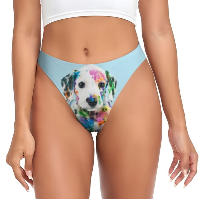 Balery A Funny Little Dalmatian Puppy Tangas de Algodón para Mujer con Estampado – Ropa Interior Sexy, Transpirable, G-string-XX-Large