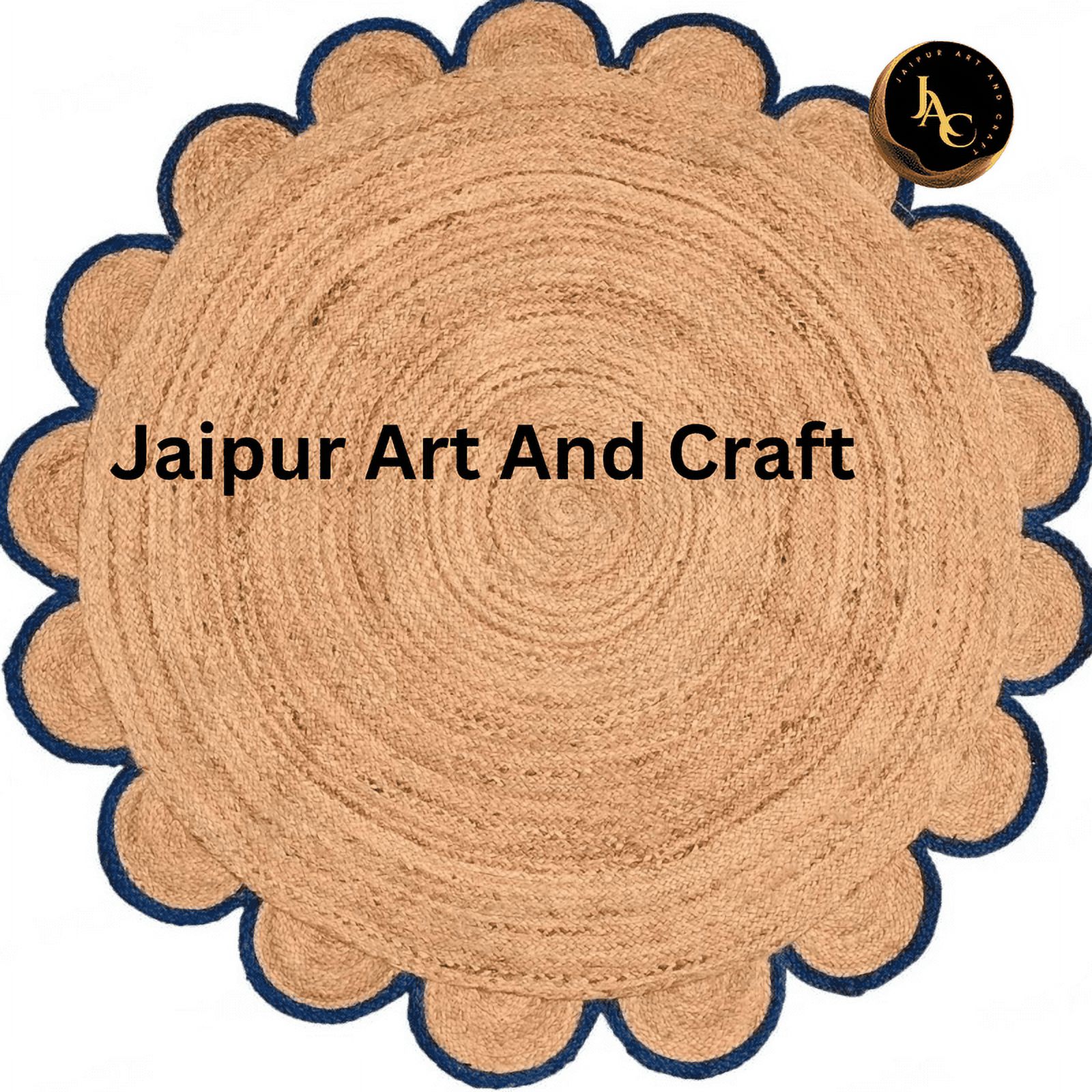 Jaipur Art And Craft Round Brown Jute Area Rug Indian Natural Handmade Home Décor Bohemian Design (4x4 Sq Ft)