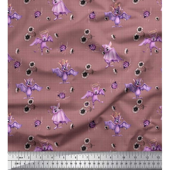 Soimoi Cotton Duck Fabric Check,Spider & Bat Kids Print Fabric by Yard 42 Inch Wide