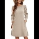 thumbnail image 1 of Vestido de Punto para Mujer con Mangas Abullonadas, Cuello Redondo, Informal, para Otoño e Invierno Albaricoque XXL, 1 of 6