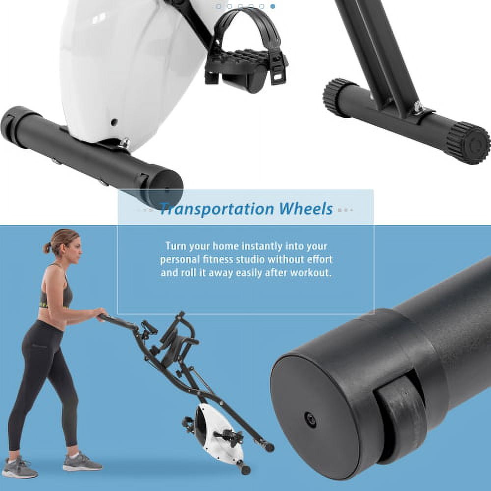 Stationary Exercise Bike for Home Workout |  1 Foldable Indoor Cycling Bike for Seniors | 300LB Capacity, 8-Level Magnetic Resistance, Seat Backrest