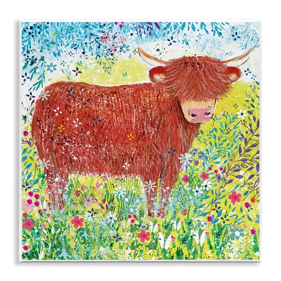 Highland Cow Whimsical Dapples Wall Plaque Art, 12 x 12, Made In USA