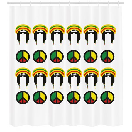 Jamaican Shower Curtain Collection Of Reggae Icons Colorful Peace
