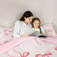 thumbnail image 5 of Feelyou Princess Pink Bow Full Size Comforter Sets for Kid, Cartoon Bowknot Bedding Comforter Set, Fairy Tale Style Reversible Bedding Sets, Super Cozy Room Decor, 3-Piece, 5 of 8