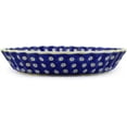 thumbnail image 3 of Polish Pottery 9¾-inch Fluted Pie Dish (Blue Eyed Peacock Theme) Hand Painted in Boleslawiec, Poland + Certificate of Authenticity, 3 of 6