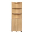 thumbnail image 3 of Fogcroll Tall Corner Cabinet, Farmhouse Storage Cabinet with 3 Open Shelves and Two Barn Doors, Triangle Shaped Design Corner Bookcase, Home Space Saver for Bathroom Living Room Laundry Room, 3 of 13