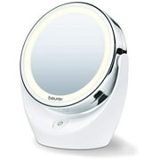 Beurer 5x Magnifying Cosmetic Vanity, Illuminated LED, Double Sided Makeup Mirror with 360 Degree Swivel Rotation, BS49