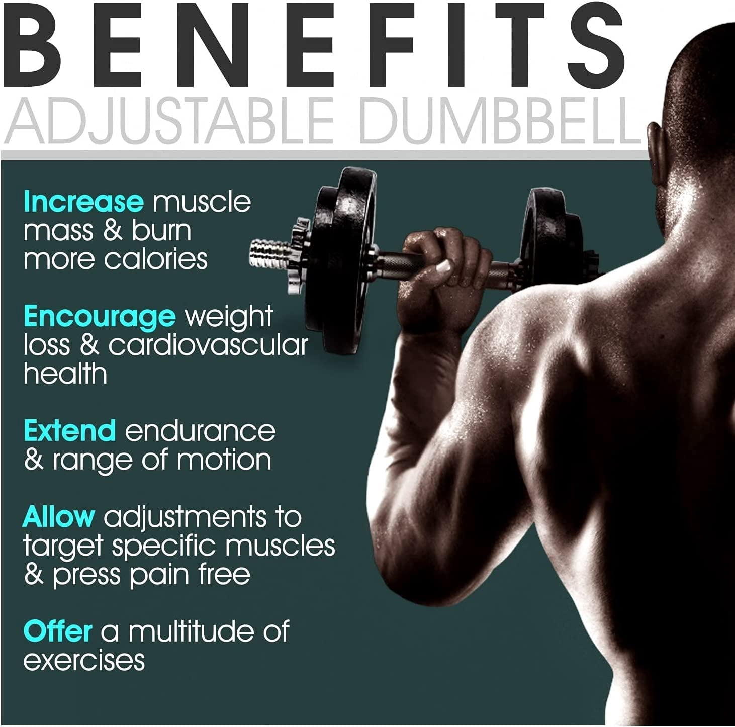 Yes4All 200 lbs Adjustable Dumbbell Weight Set, Cast Iron Dumbbell, Pair