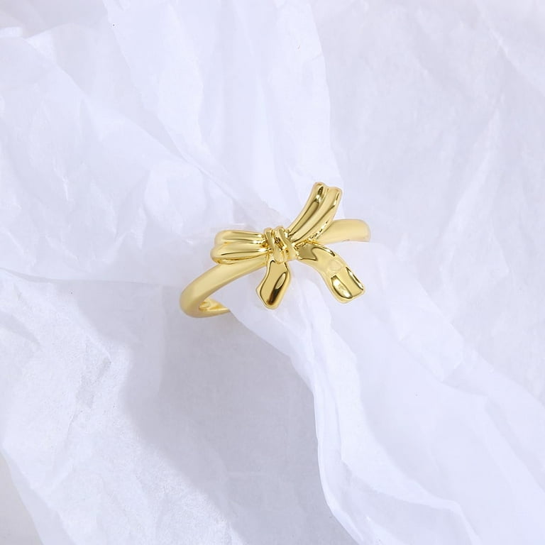 Z ZACHÉ Gold Plated Bow Ring Gold Plated Adjustable Open Ring for