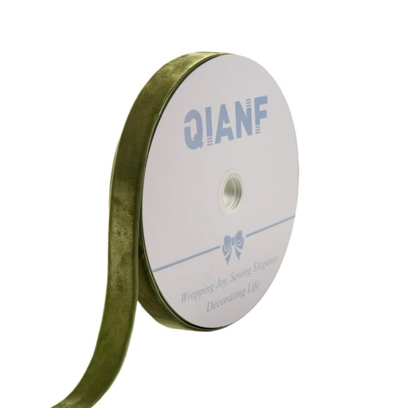 Cinta decorativa QIANF de terciopelo verde musgo, 2,5 cm x 23 m