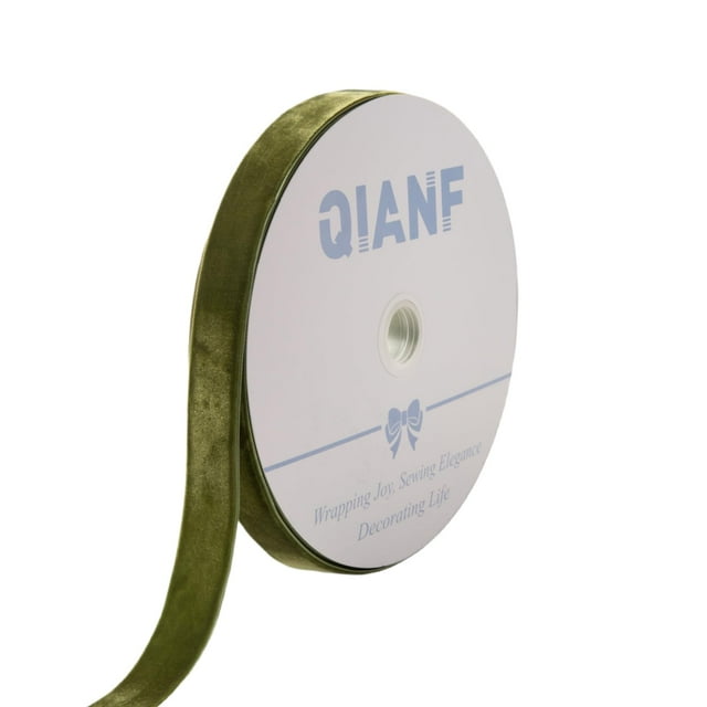 Cinta decorativa QIANF de terciopelo verde musgo, 2,5 cm x 23 m