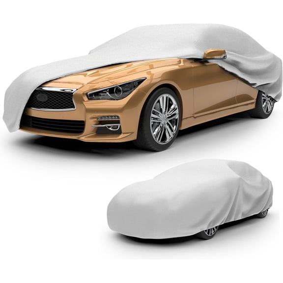 Budge Lite Car Cover, Indoor Protection, Breathable Dustproof Cover, Fits Mid-Size Sedans up to 200 Inches, Gray, Size 3