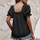 thumbnail image 4 of Camisas de manga corta, camisetas casuales de verano, camisetas de verano para damas, cuello cuadrado, gasa, jacquard, blusa (negra), 4 of 6