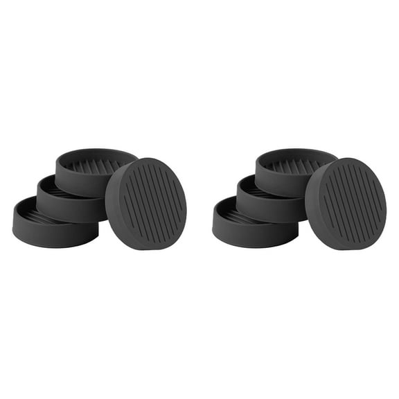 8Pcs Round Rubber Furniture Caster Cups, Anti-Sliding Furniture Pads Bed Stopper Floor Protectors Black