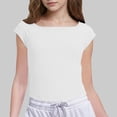 thumbnail image 3 of 5-15Y Girls Shirts Summer Fashion Short Sleeve T Shirts Solid Color Casual Tee Plain Top, White, 14-15 Years, 3 of 8