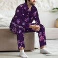 thumbnail image 7 of Susaid Purple Snow Flakes Print Men's Long Sleeve Pajama Set, Two-Piece Button-Down Loungewear PJs Set, Comfortable Sleepwear for Relaxation-Medium, 7 of 7
