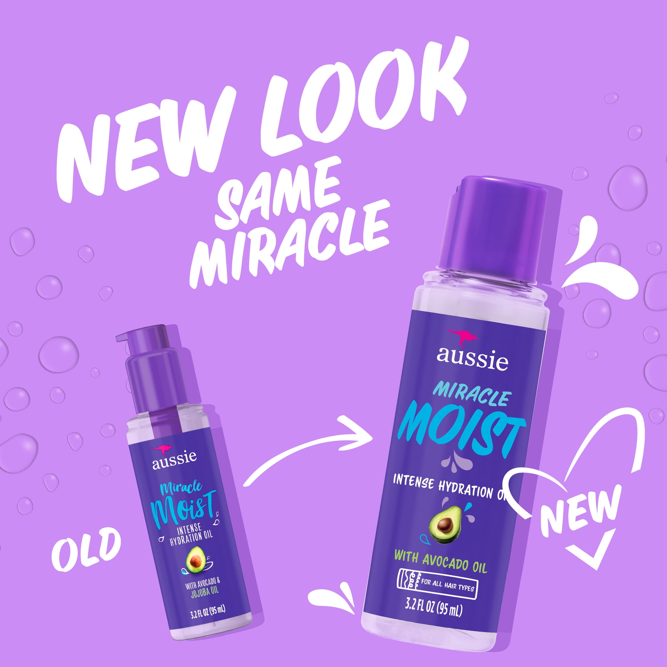 (3 pack) Aussie Miracle Moist Intense Hydration Hair Oil with Jojoba Oil, for Dry and Damaged Hair, 3.2 fl oz