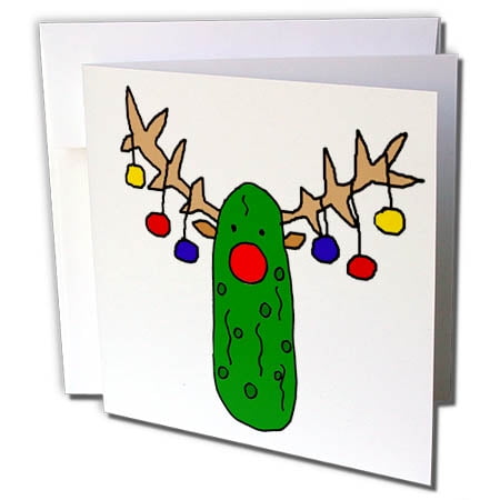 Cartoon Christmas Card Ideas 3dRose Funny Cute Rudolph Reindeer Pickle Christmas Cartoon - Greeting Cards, 6 by 6-inches, set of 12 ()