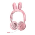 thumbnail image 1 of Tarjeta plegable que brilla intensamente dibujos animados teléfono móvil ordenador Universal Orejas de conejo auriculares inalámbricos Bluetooth auriculares femeninos, 1 of 1