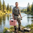 Barara King Compact Insulated Hard Shell Cooler with 2 Cup Holders for Women Outdoor Beach Camping Picnic and Cute Cold Storage Accessory, Pink