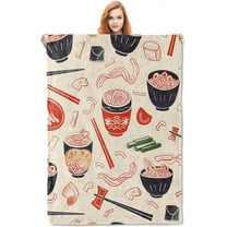 Ramen Noodles Blanket Gifts for Women Girls Adults Kids Soft Warm Lightweight Cozy Cartoon Japanese Food Throw Blankets for Bed Sofa Couch Living Room Decor 50x60in