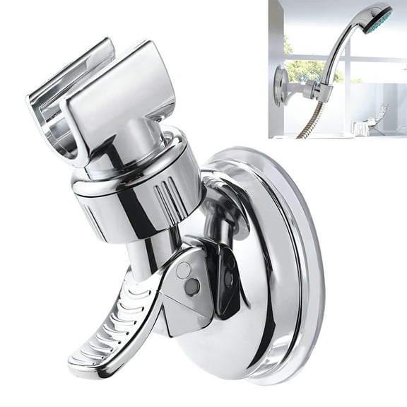 ACDANC 1 Pcs Adjustable Shower Head Holder,Removable Suction Cup Shower Head Bracket,No Drill Relocatable Handheld Showerhead Holder with Chrome Polished for Bathroom - Silver