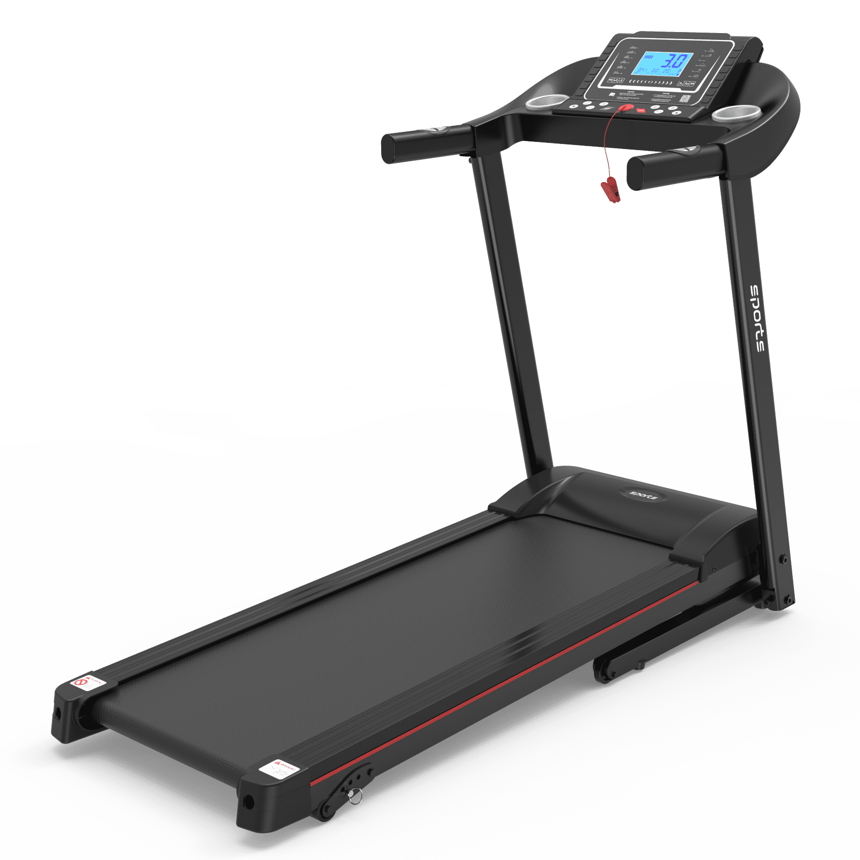 Home Foldable Treadmill with Fitshow APP Smart Control, 5" Color Screen Electric Treadmill with 3-level Incline, for Fitness, Black