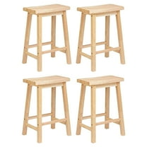 PJ Wood Classic 24'' Saddle Seat Kitchen Bar Stool, Natural (4 Pack)