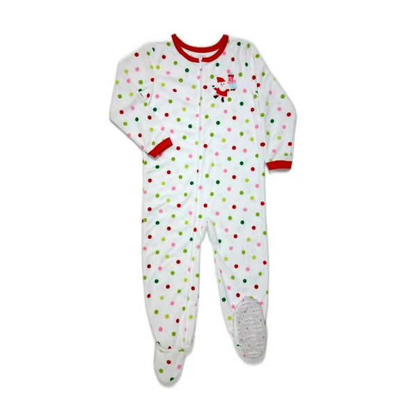 Girl's Christmas Polka Dot Santa Fleece Blanket Pajama Sleeper, Size 4T
