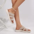 thumbnail image 4 of Rexoro Women Breathable Knit Slippers Lightweight Non-Slip Sandals Slip On Shoes Indoor Outdoor Summer Casual Daily Wear Khaki 6.5, 4 of 6