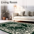 thumbnail image 2 of ODIKA 4'x6' Machine Washable Non-Slip Area Rug, Vintage Damask Scrollwork with Ornate Flourish High Traffic Rug with Pad, Green, 470584, 2 of 8