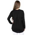thumbnail image 3 of Women's Long Sleeve Choker Neck Keyhole Wrap Top, Black, S, 3 of 5