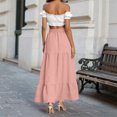 thumbnail image 5 of RFQWOVSR Women Flowing A-Line Maxi Skirt Slit Tie Waist Solid Color Elastic Waistband Lightweight Boho Summer Beach Casual XXXL, 5 of 6