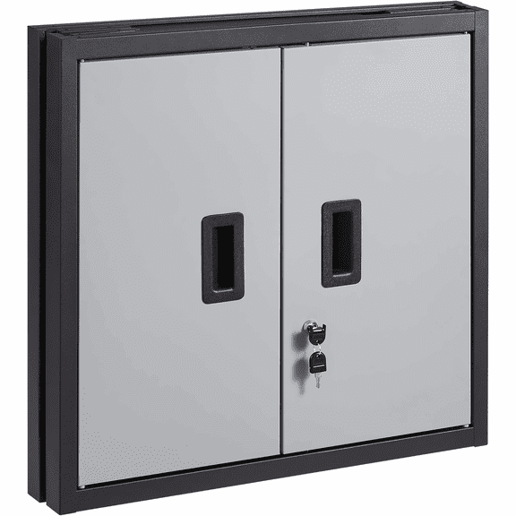 Foldable Wall Cabinet Metal Garage Locker 26" Tool Chest 240 LBS Capacity Adjustable Shelf Magnetic Lock Black