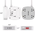 thumbnail image 7 of Flat Plug Power Strip with USB, 4 Outlets + 3 USB Ports (1 USB-C), 6FT Ultra-Thin Flat Cord, Surge Protection for Bedroom, Desk, Travel Use, 7 of 7