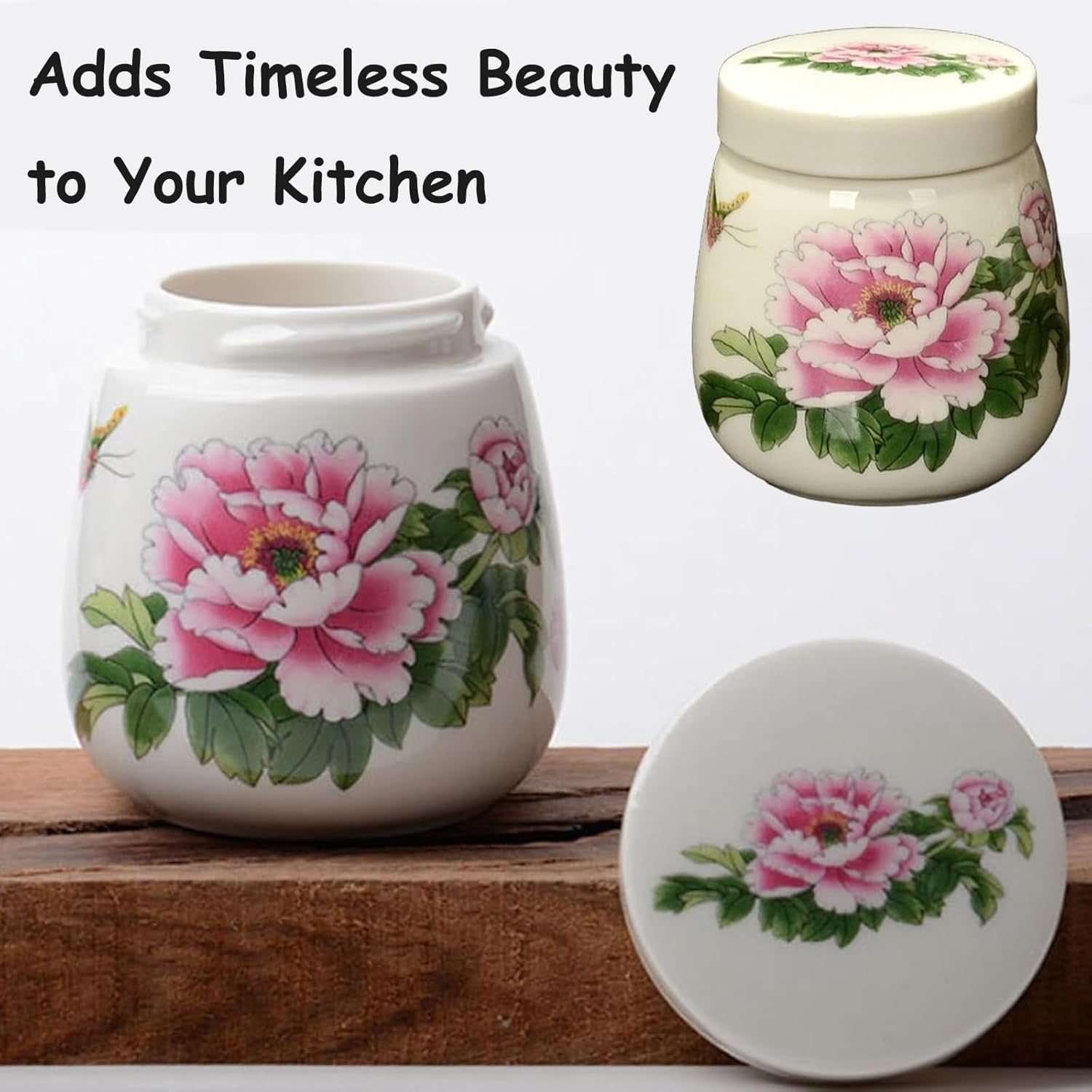Coddled Egg Cups, Egg Coddlers Sets with Lids, Vintage Ceramic Soft Boiled Egg Cooker, 220ml Porcelain Tableware Breakfast Serving, Single or Double Egg Cooking with a Twistable Ceramic Lid (D, 1Pcs)