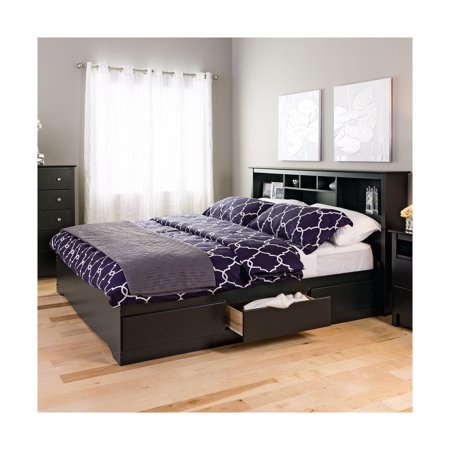 Black King Mates Platform Storage Bed With 6 Drawers Black