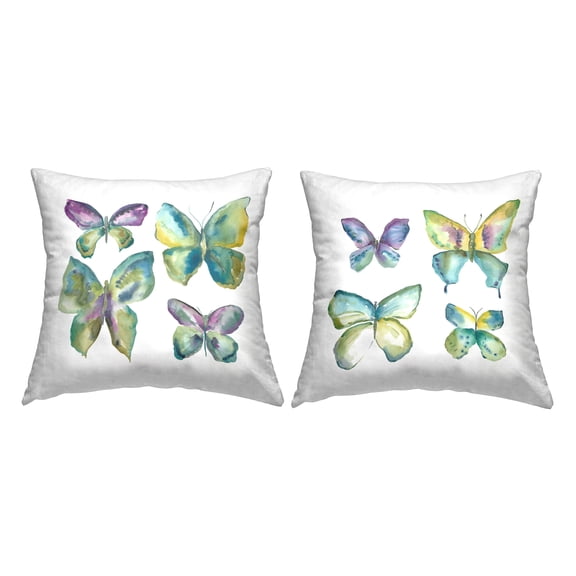 Stupell Industries Abstract Butterflies on White Decorative Printed Throw Pillow, 18 x 18