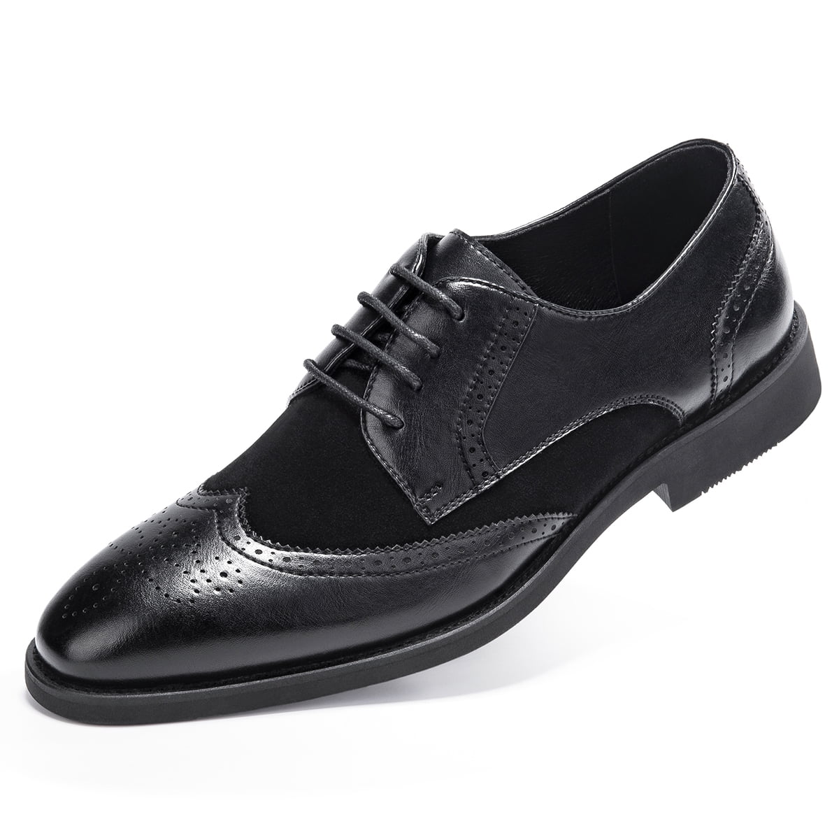 Mens Dress Formal Shoes Brogue Real Leather Breathable Lace up Business Wing Tip 