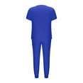 thumbnail image 4 of BiZtdJrK Jogger Scrubs for Woman Button V Neck Short Sleeve Tops and Pants Sets Nursing Uniform Scrubs 2 Piece Set with Pockets Birthday Gift Blue S, 4 of 7