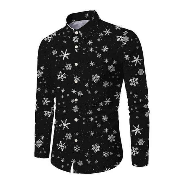 Innerwin Chemise Tunique Boutonnée pour Hommes Col à Revers Confortable Noir L