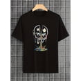 thumbnail image 1 of Camiseta gráfica con cara alegre y moderna para hombre de MBDMBD: cuello redondo informal, manga corta, mezcla de poliéster elástico, lavable a máquina, ropa de calle de verano vibrante, hombros descu, 1 of 6