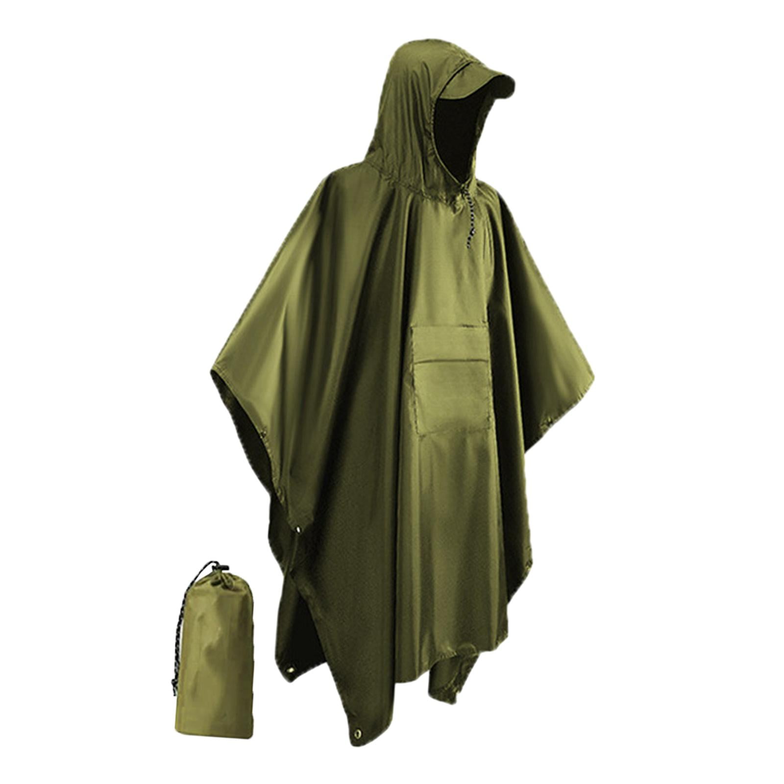 Runquan Hooded Rain Poncho Rainwear Reusable with Pocket Long