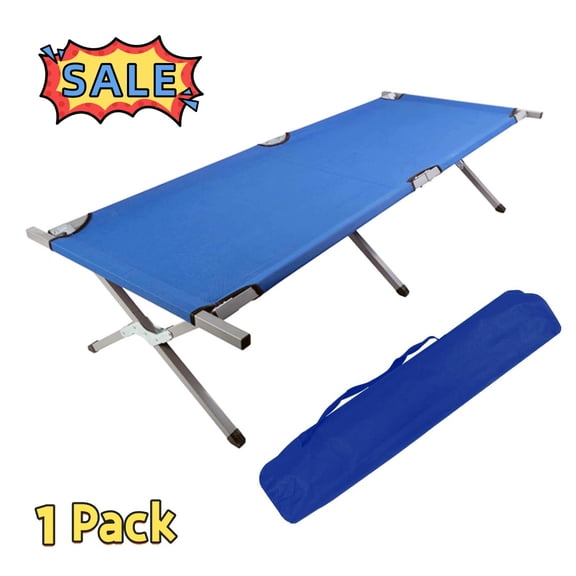 Tcbosik Folding Camping Cot with Carrying Bag for Adults, Outdoor Lightweight Portable Sleeping Bed for Travel, Hiking, Backpack Travel, Blue